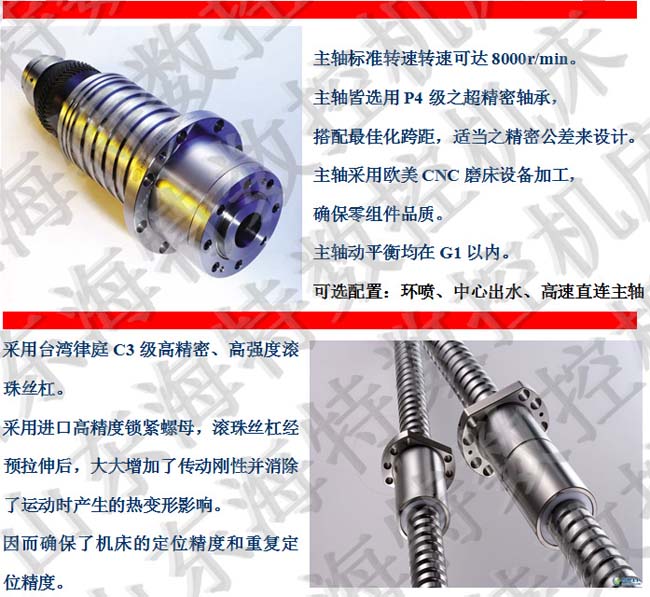 选用台湾健椿隆主轴和台湾津廷丝杆